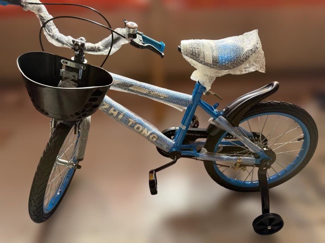 子供用自転車 青 スポーティーデザイン バスケット付き