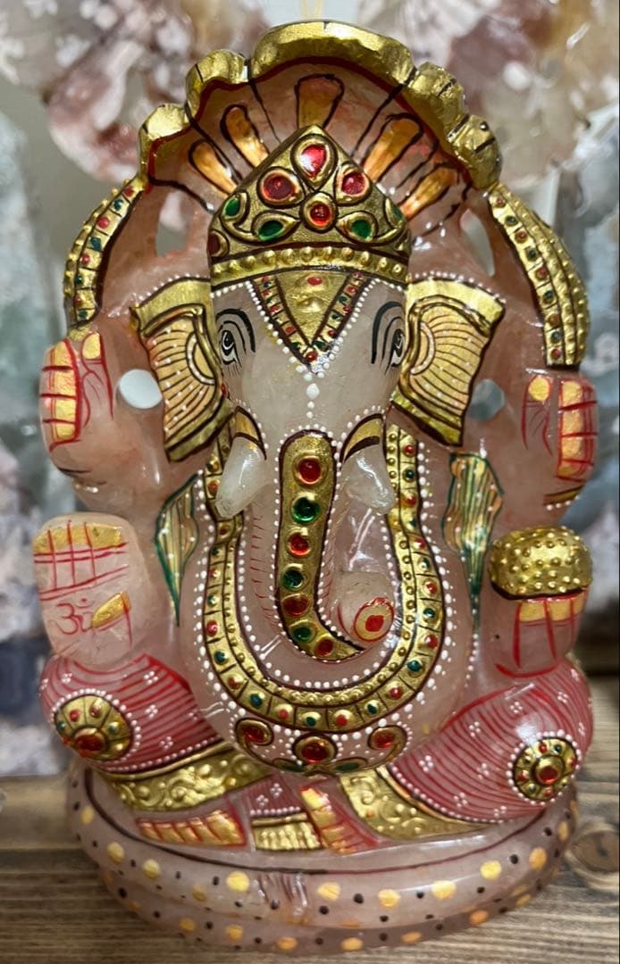 ローズクォーツ ガネーシャ像 陶器製 置物