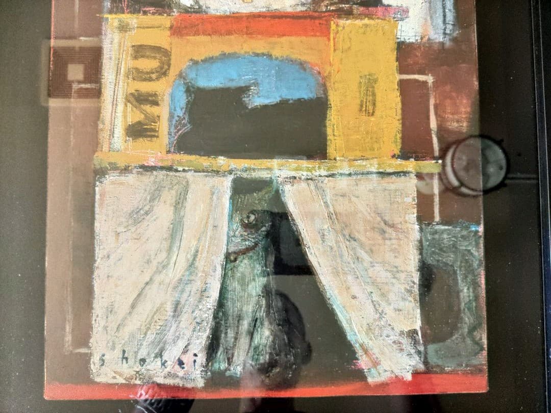 猫の時間　松波照慶　M8号　縦　かわいいネコちゃん　油彩画　4匹の猫　松波画伯