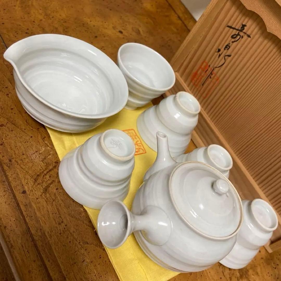 【在銘】人間国宝　朴世琦　奇泉窯　小さな煎茶器セット　玉露　作家物　共箱　共布