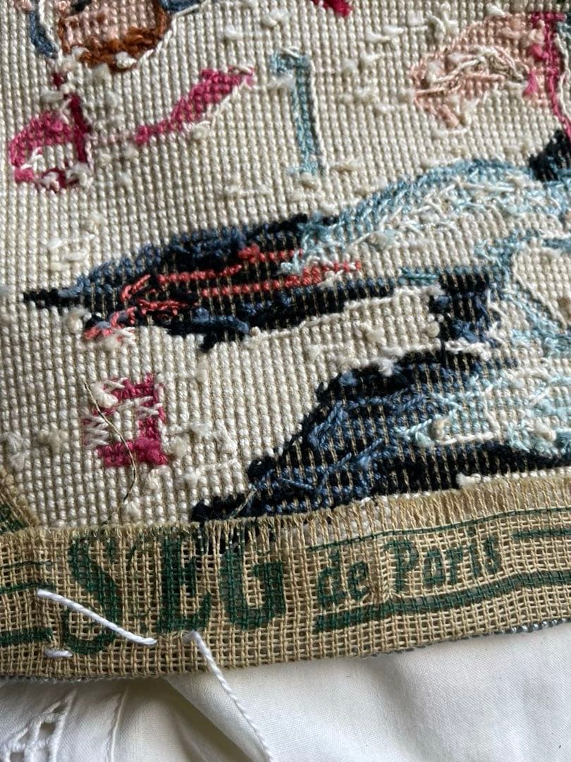 アメリアンティーク　サンプラー　アルファベット　刺繍　プチポアン　レア