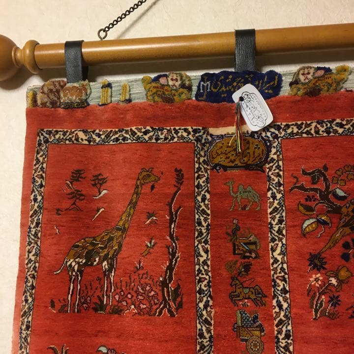 値下げ‼️ ペルシャ絨毯 タペストリー 最高級 クム産 Mジャムシーディ 保証書付