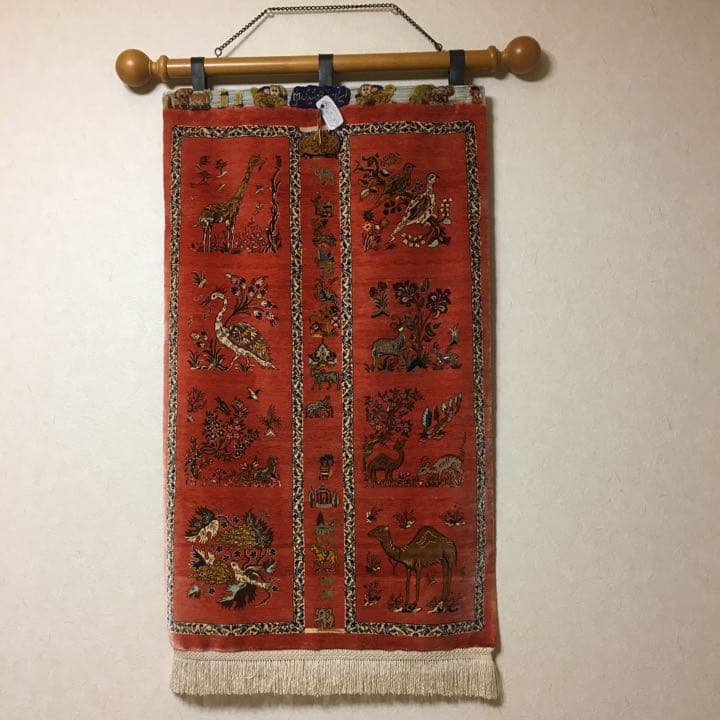 値下げ‼️ ペルシャ絨毯 タペストリー 最高級 クム産 Mジャムシーディ 保証書付