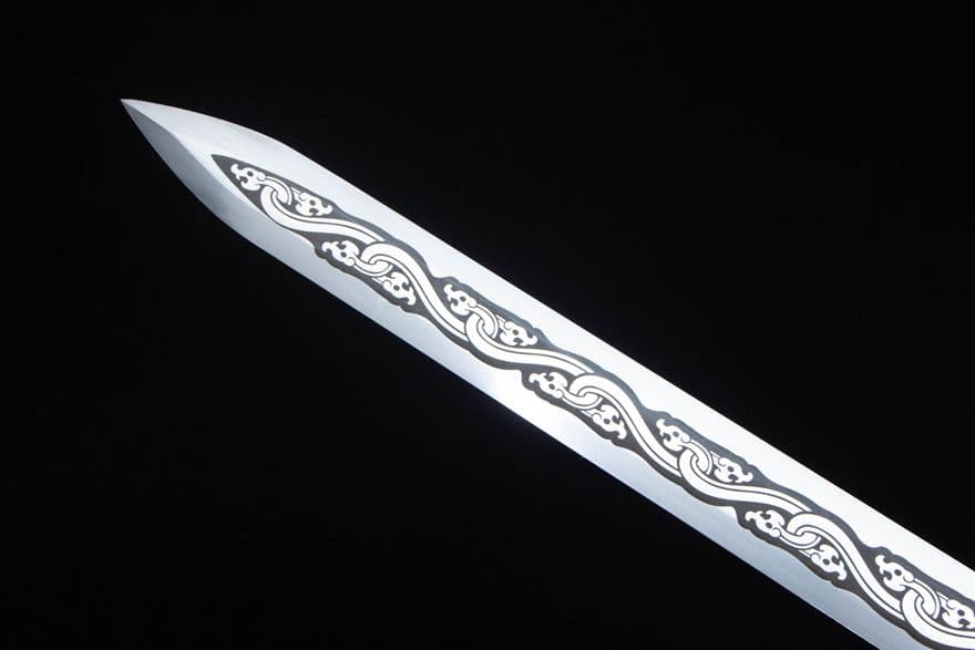 古兵器 武具　刀装具　日本刀　模造刀 居合刀 青隠環首幅刃唐剣