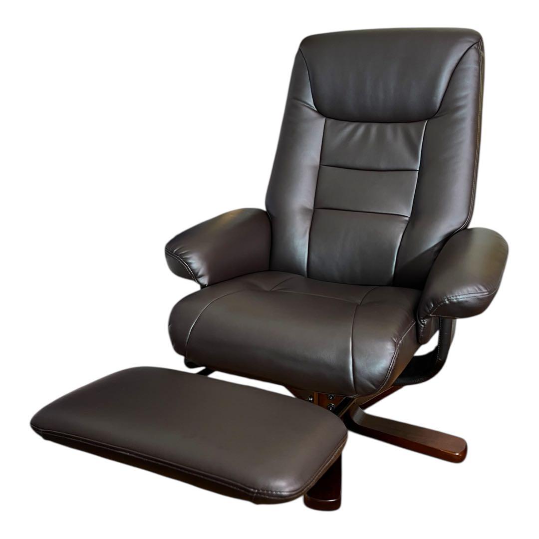 【極美品】パーソナルチェア 一人掛け ソファ オットマン付き マナベインテリア