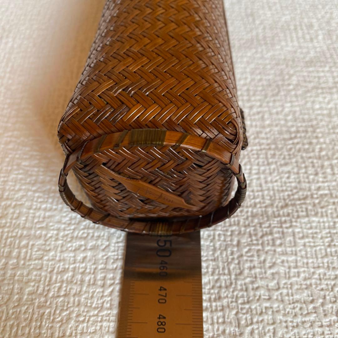 希少✨茶花　花入　竹細工　林真光　在銘　竹編手付　花籠　茶道具　華道具　花器