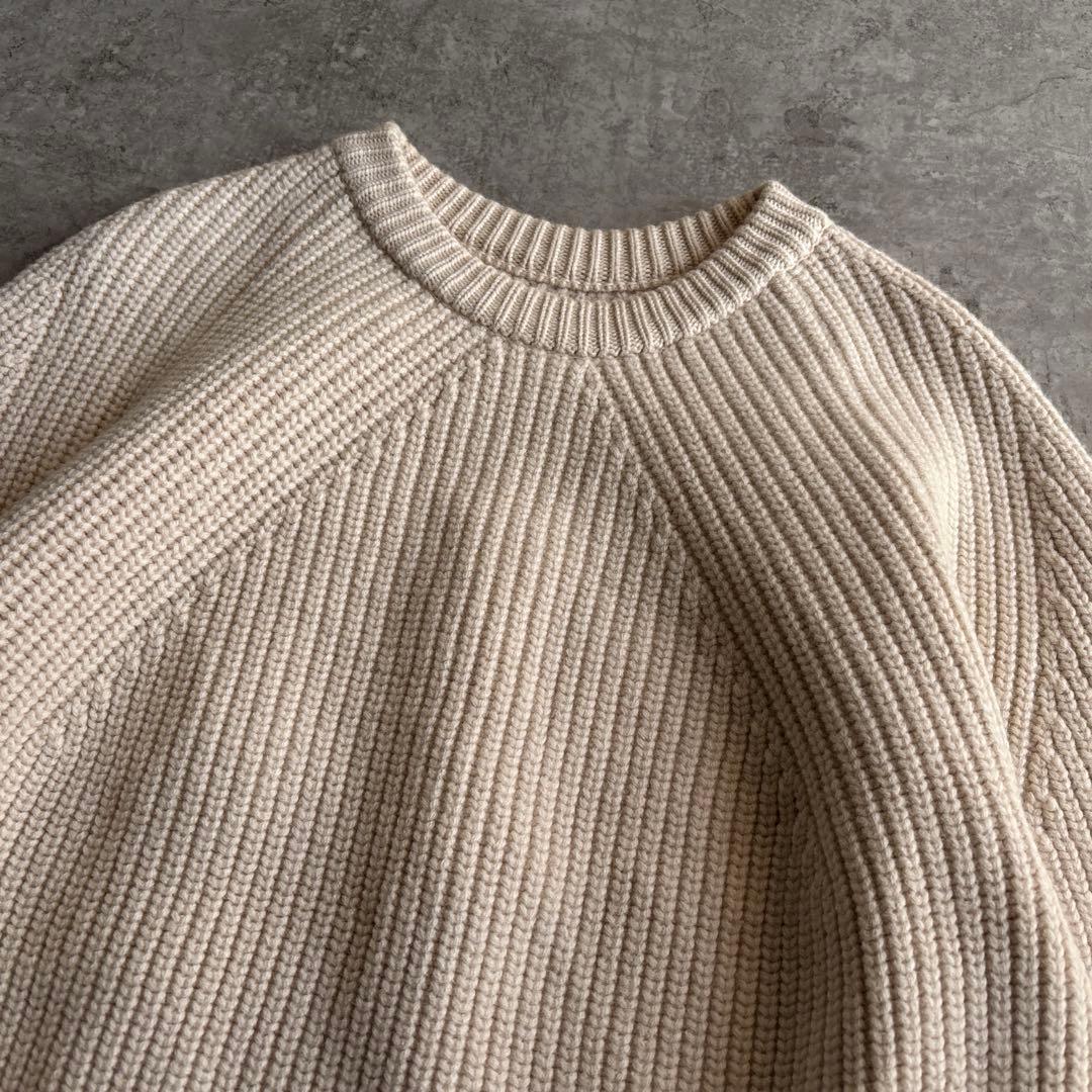 極美品■BATONER 【M】シグネチャー クルーネック ウール ニット 日本製