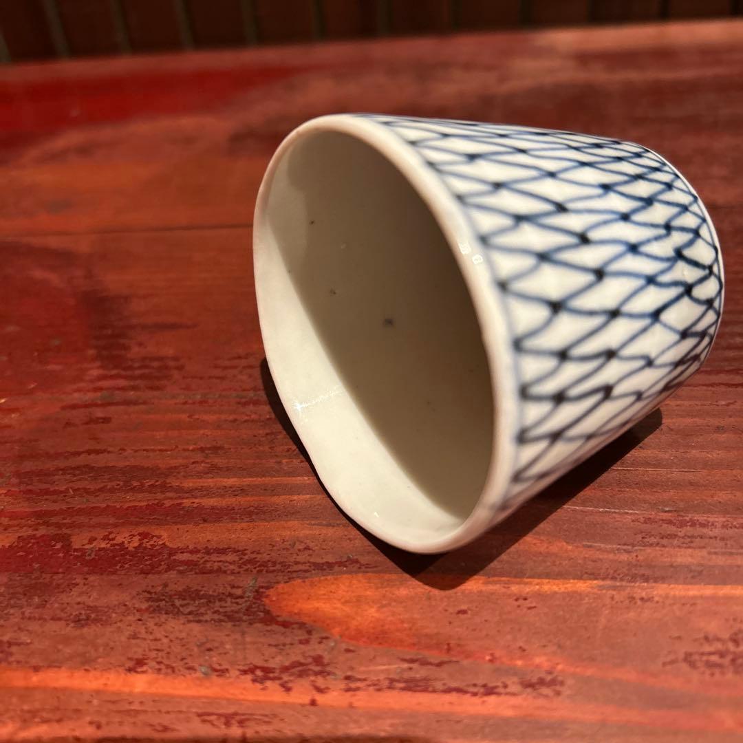 古伊万里染付　網目　猪口　江戸中期