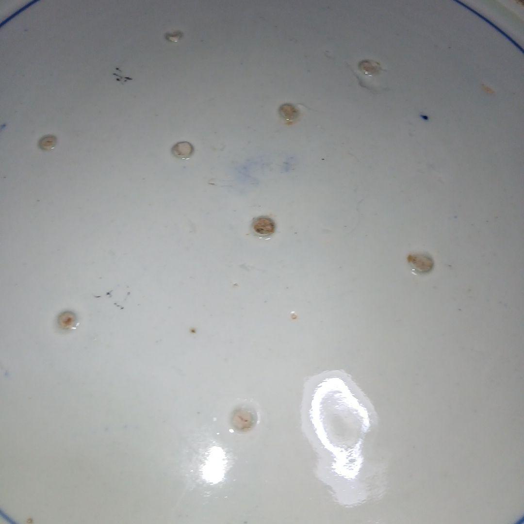 レトロヴィンテージ大皿、サイズ46センチ青い花と鳥の陶器プレート