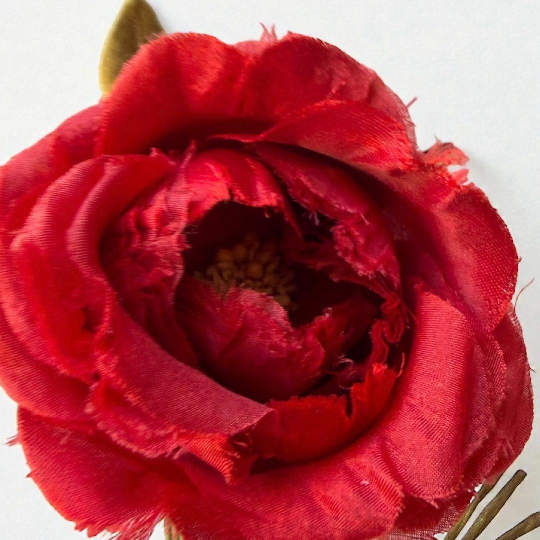 希少　カネコイサオ　ヴィンテージ　ローズコサージュ　２点セット　リボン　赤白