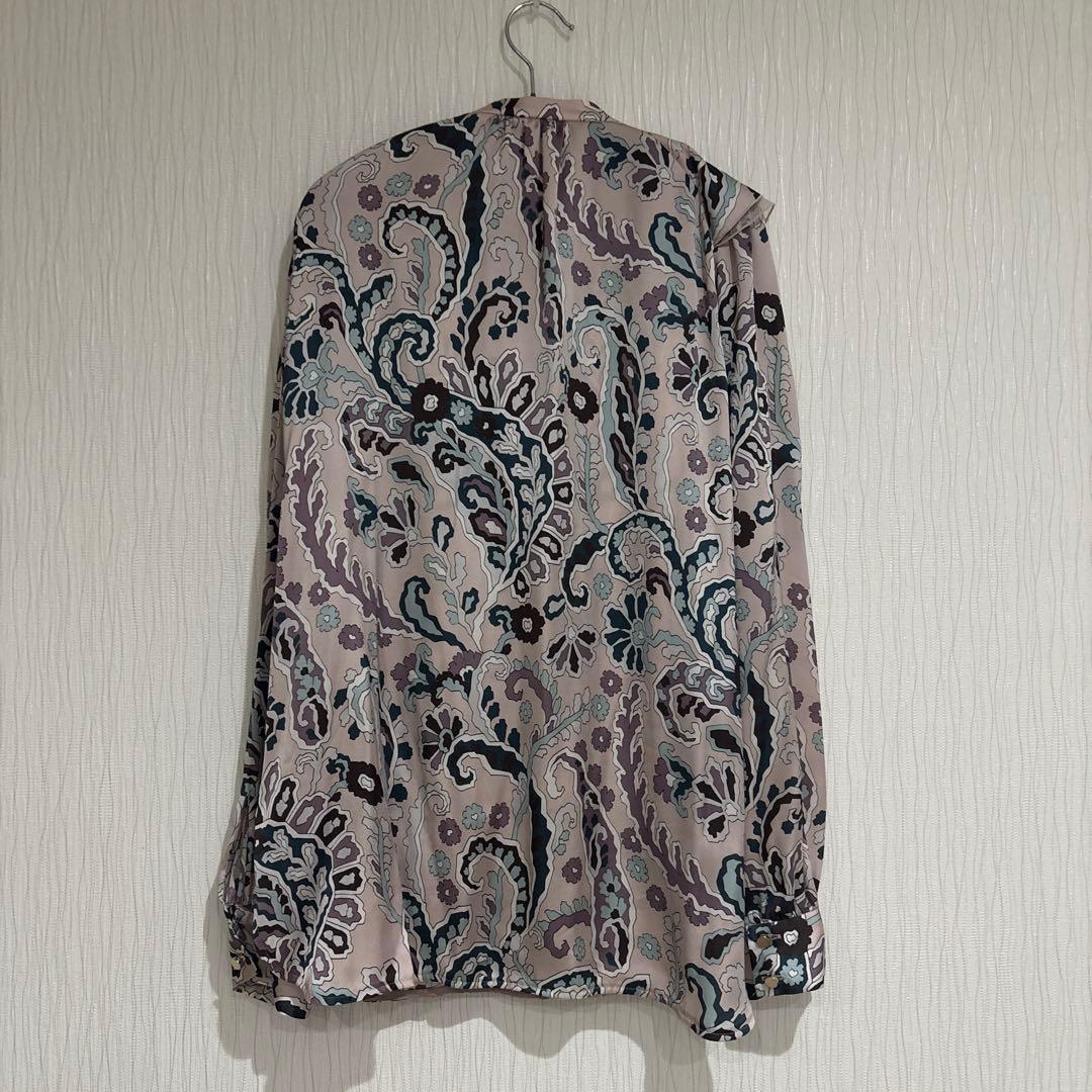 美品ANAYIアナイモダンペイズリーフリルブラウス38Mサイズピンク