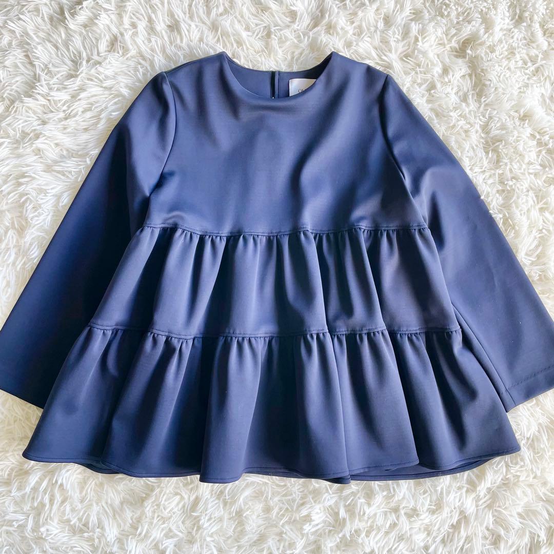 美品✨現行✨OHGA MASHUMALO TOPS ブラウス ティアード　紺