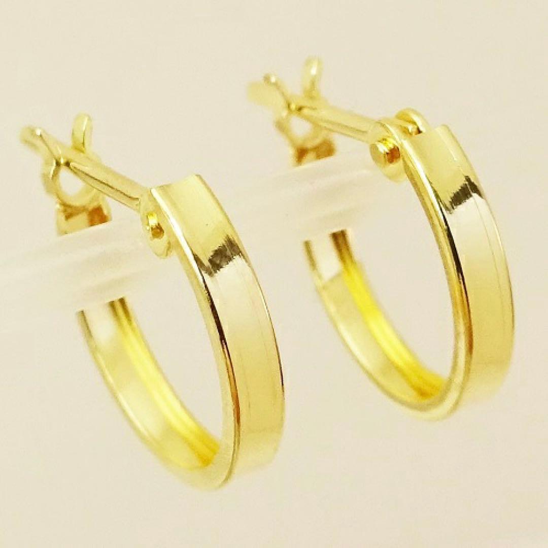 K18 イエローゴールド 角ミゾ フープピアス