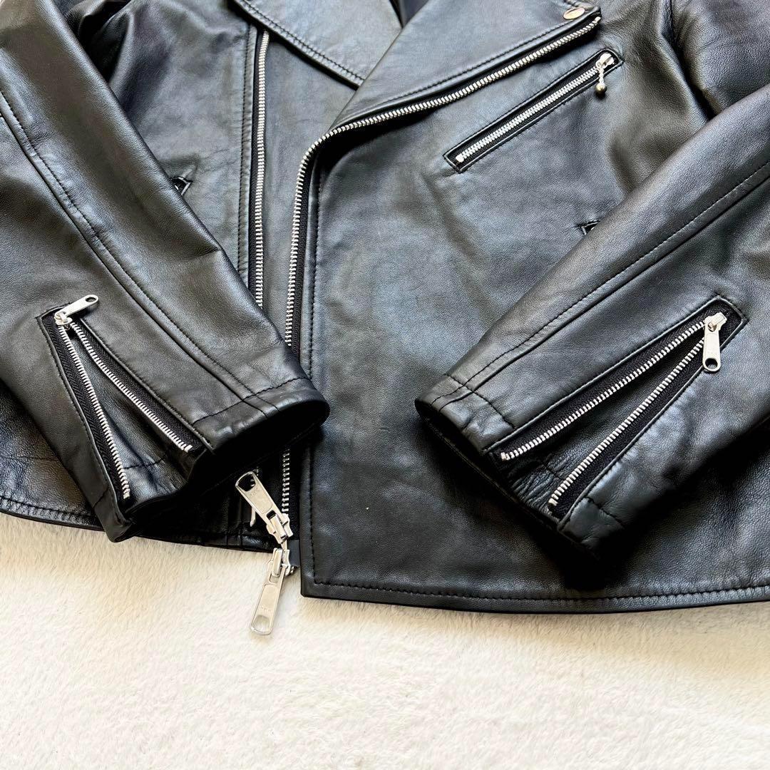 UNITED ARROWS⭐️本革ダブルライダースジャケット、黒色、サイズ40