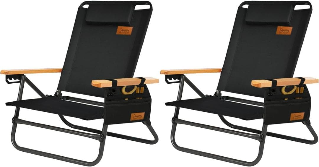 【新品・未使用】DesertFox キャンプチェア リクライニング 2脚　黒