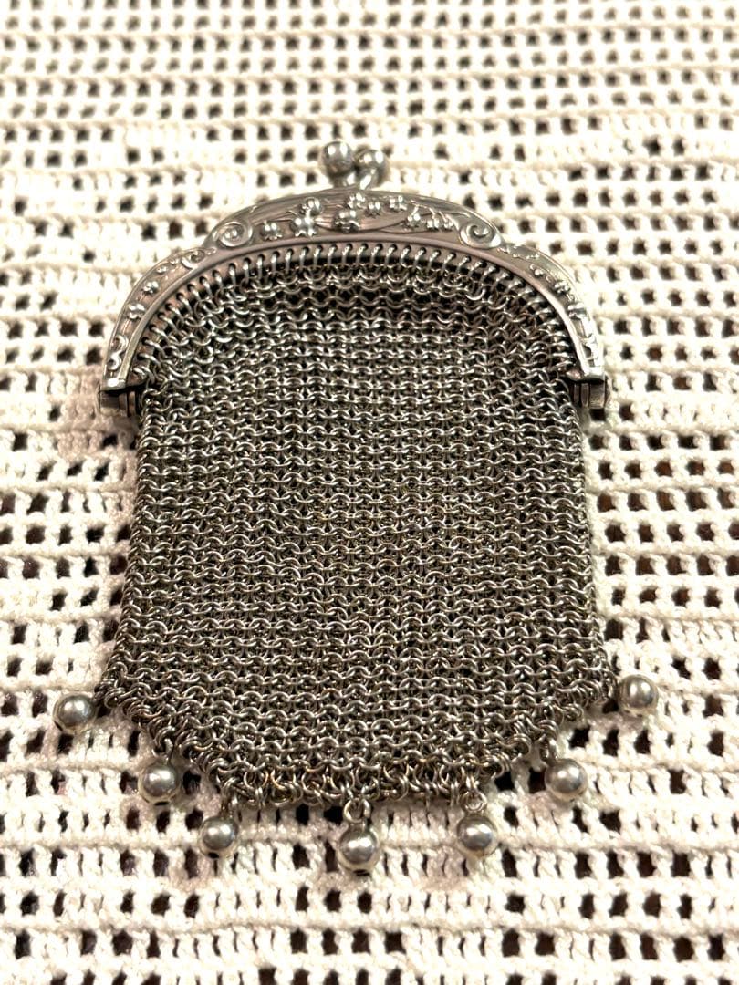 希少極美品　フランスアンティーク　鈴蘭　ミュゲ　パース　純銀　シャトレーン