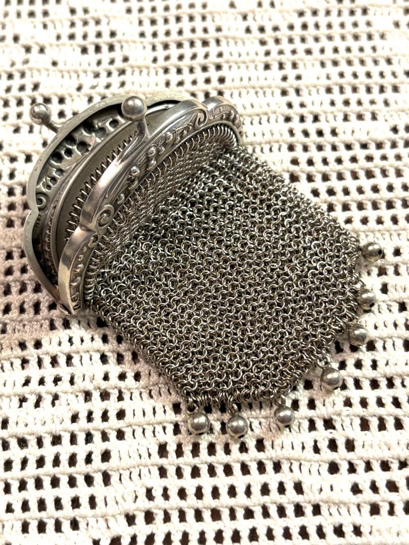 希少極美品　フランスアンティーク　鈴蘭　ミュゲ　パース　純銀　シャトレーン