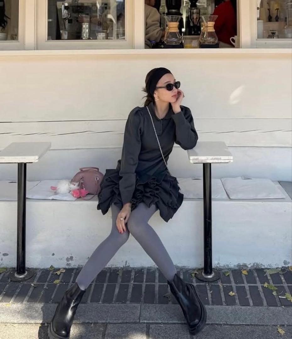 完売 美品 ハイアンド Ruffled-Hem Polo Dress hiand