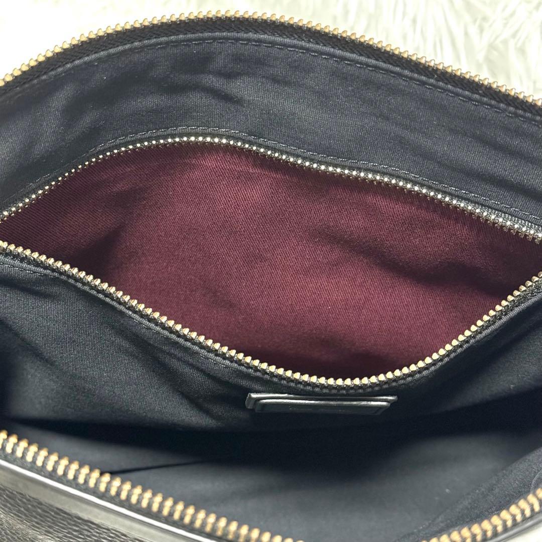 美品✨ ポールスミス 2way クラッチバッグ マルチストライプ シボ革 黒