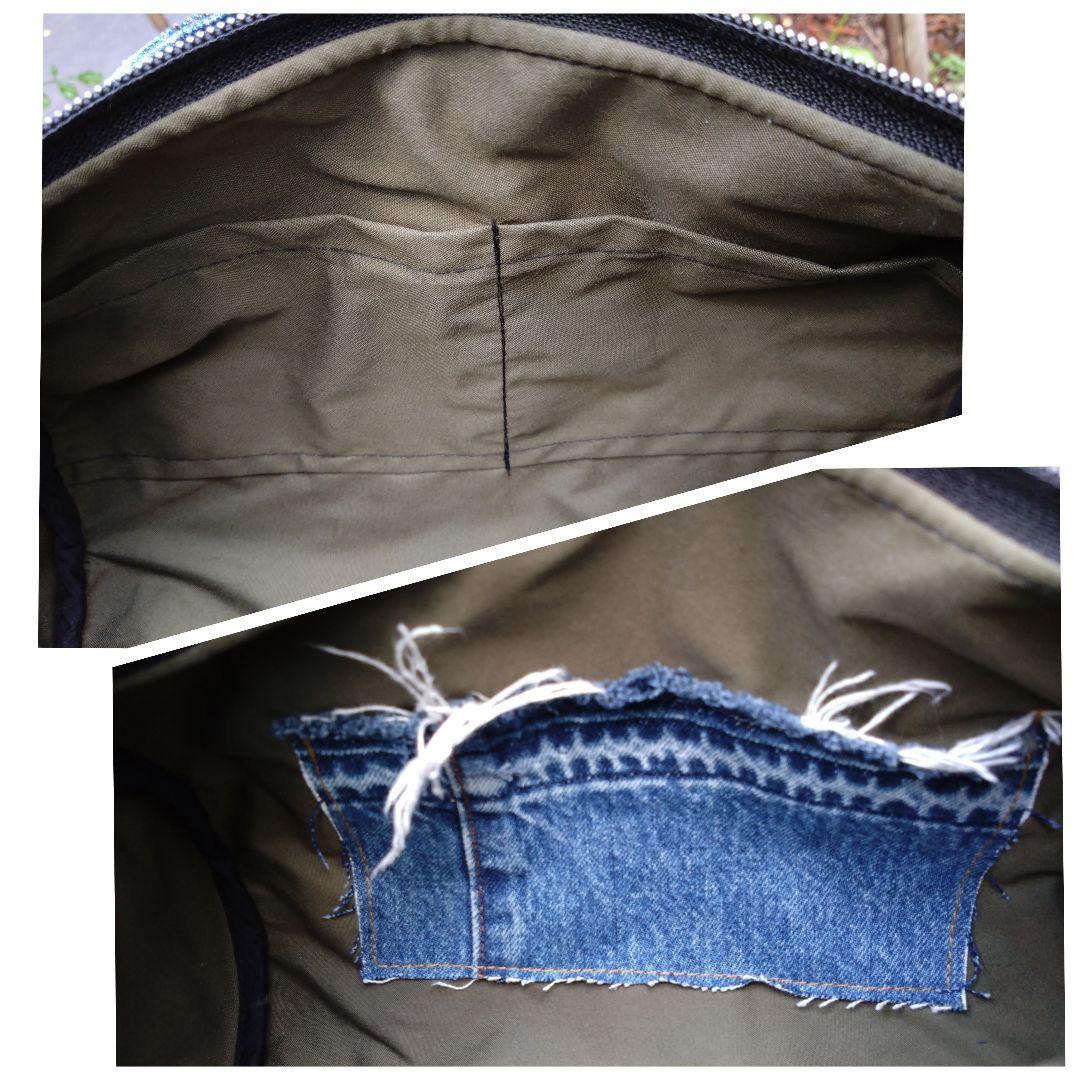 専用❕️№768【DENIM❌️ドラム缶型ボストンバッグ♥】デニムリメイクバッグ
