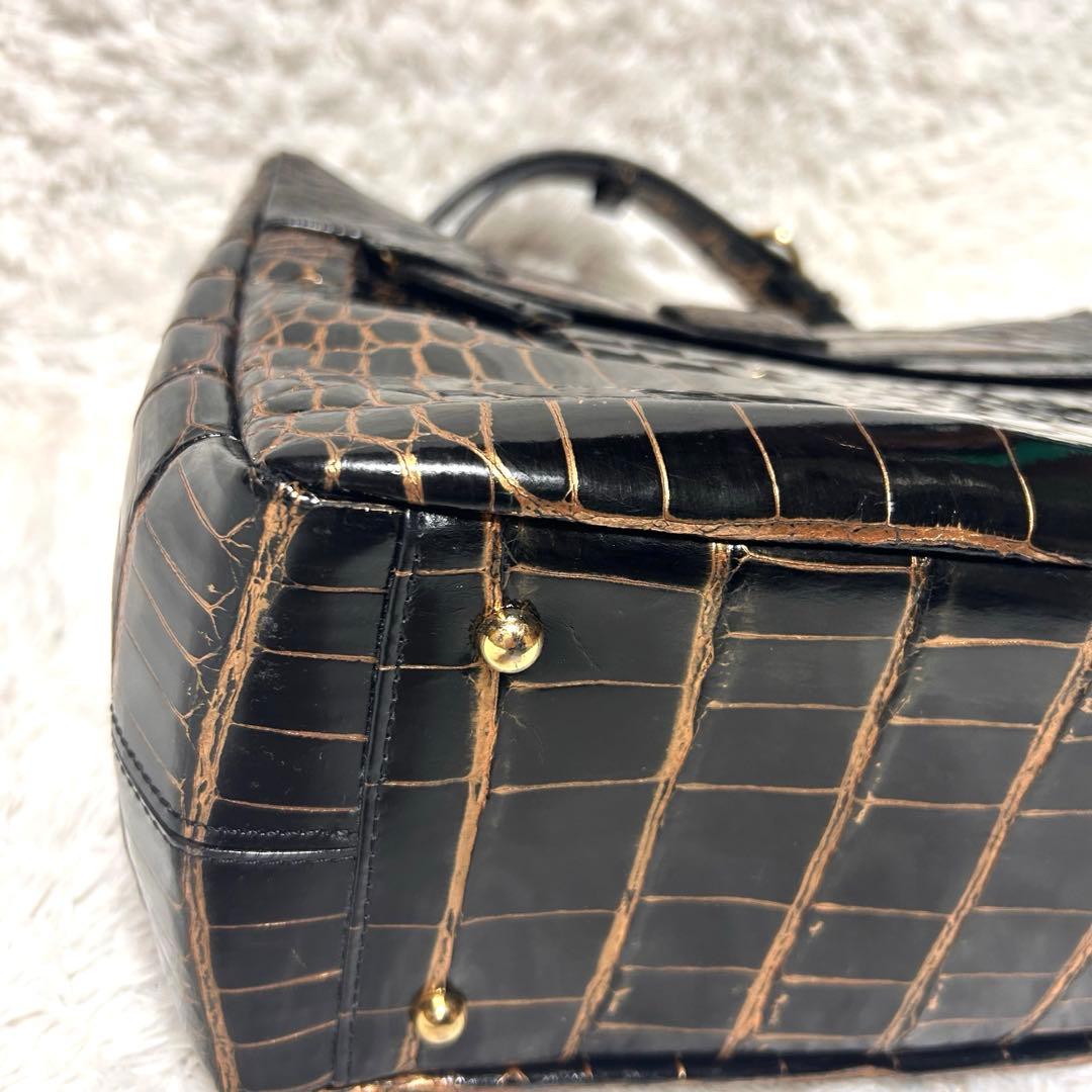 【美品】JRAタグ付 GRES リアル クロコダイル ハンドバッグ