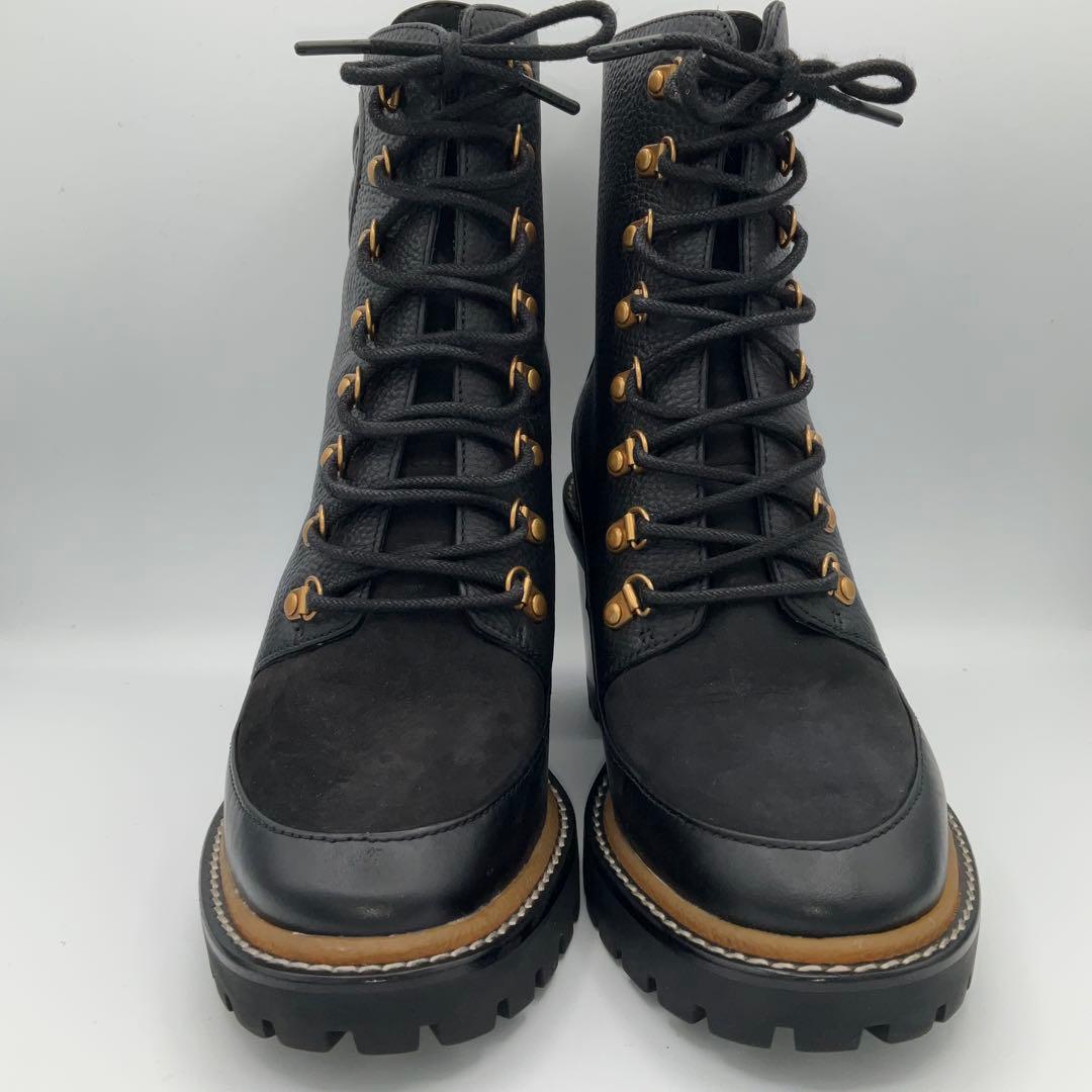 か*丸様 未使用に近い●箱付 トリーバーチ ショートブーツ サイズ7.5 ブラッ