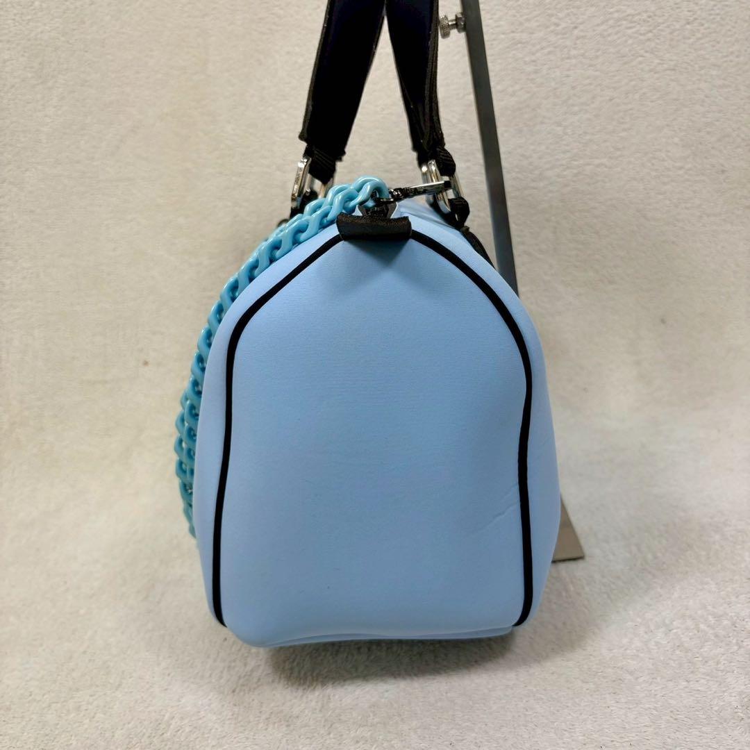 【美品✨】セーブマイバッグ ブルー　ボストンバッグ　2way ショルダーチェーン