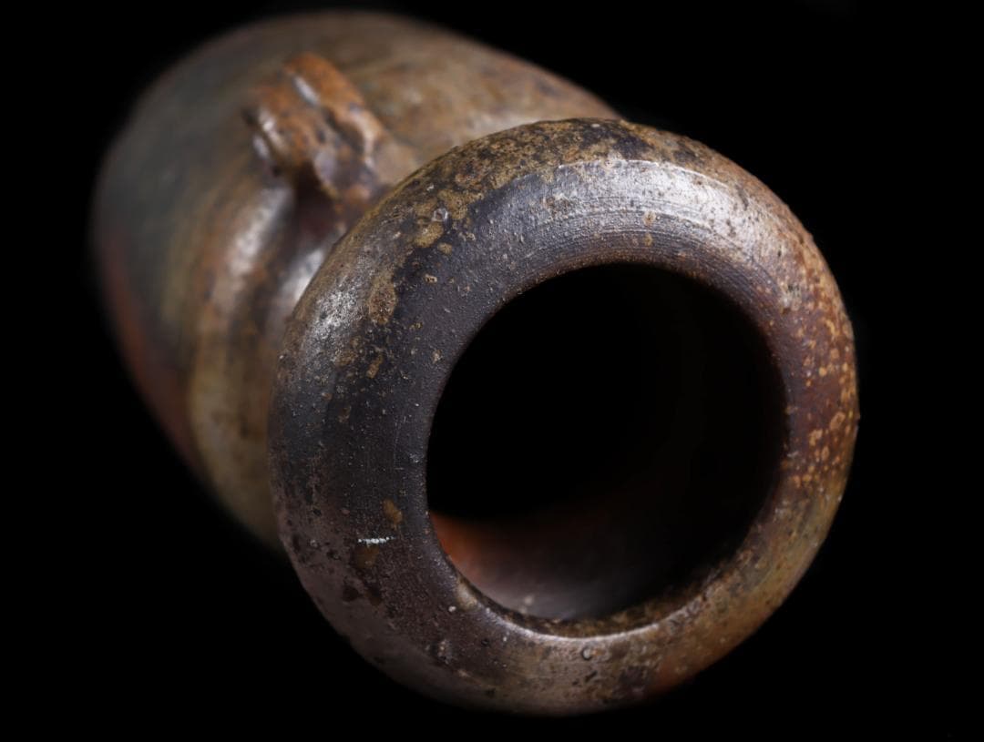 備前焼 人間国宝伊勢崎淳 耳付 花生 花入 陶芸