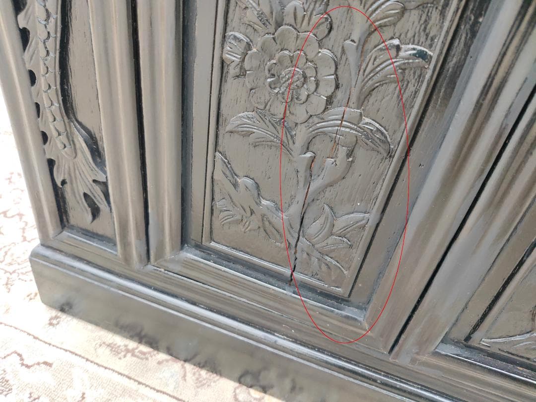 (送料設置込み) 高級茶棚☆飾り棚 ☆茶箪笥☆唐木☆収納棚☆透かし彫り☆無垢