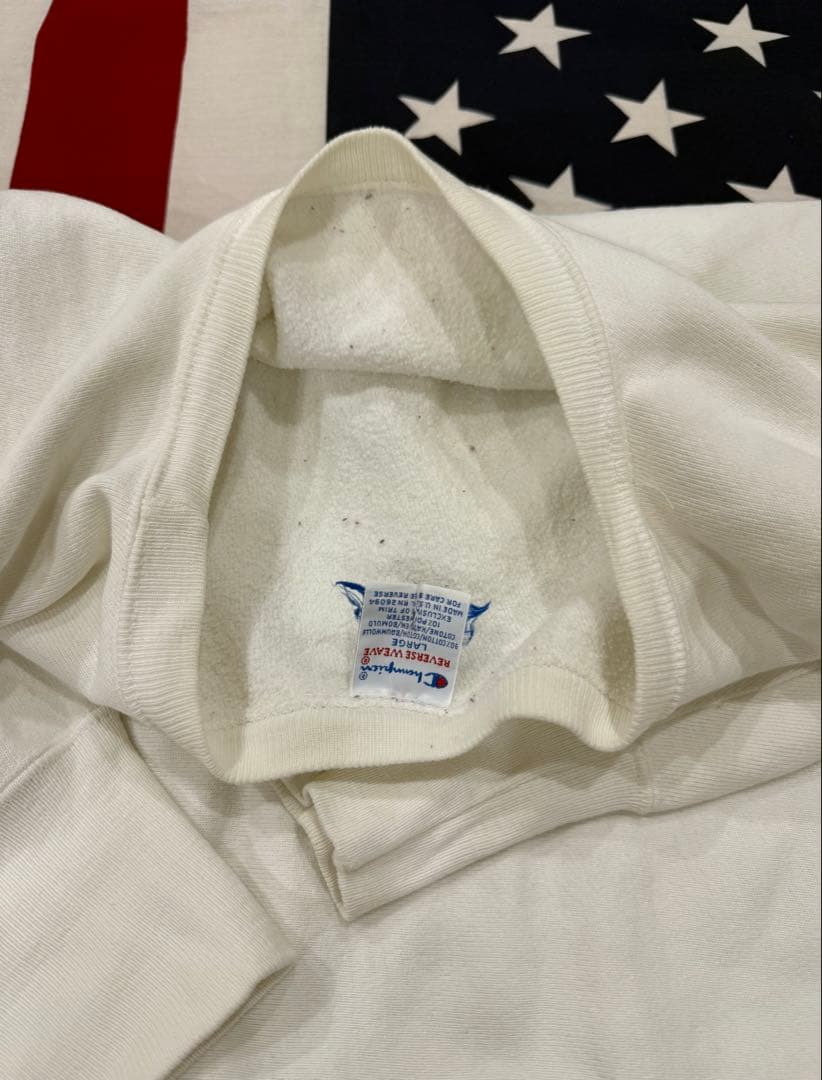 ★90s Champion リバースウィーブ無地 目有り 刺繍タグ白 USA★