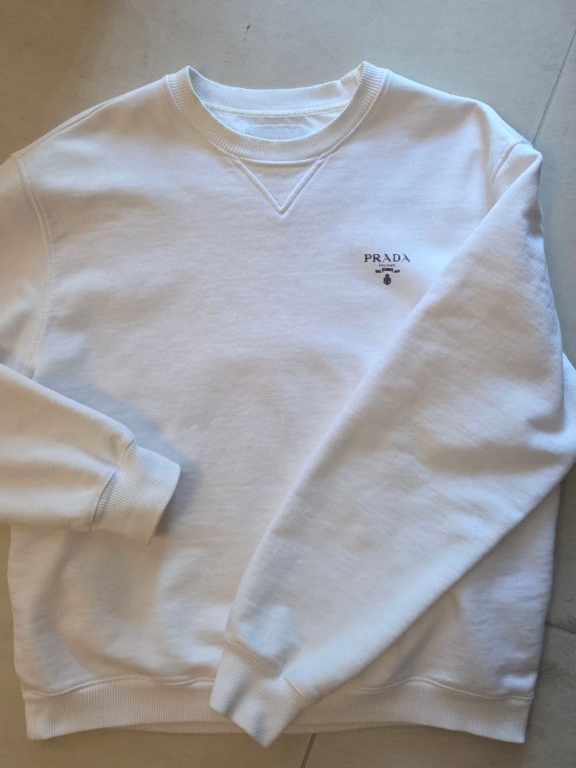 PRADA プラダ ロゴプリント ホワイト スウェット トレーナー　Ｌ白
