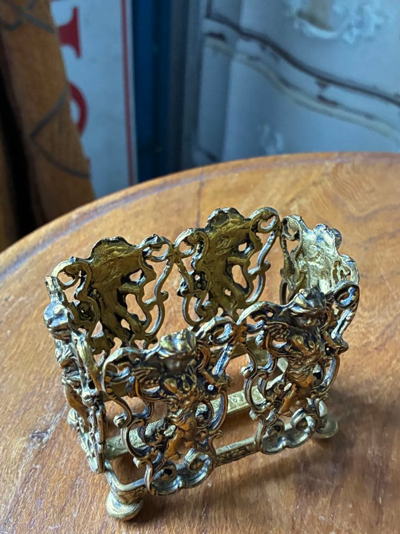 フランス　アンティーク　オルモル　香水瓶　ホルダー　真鍮　エンジェル　天使　レア