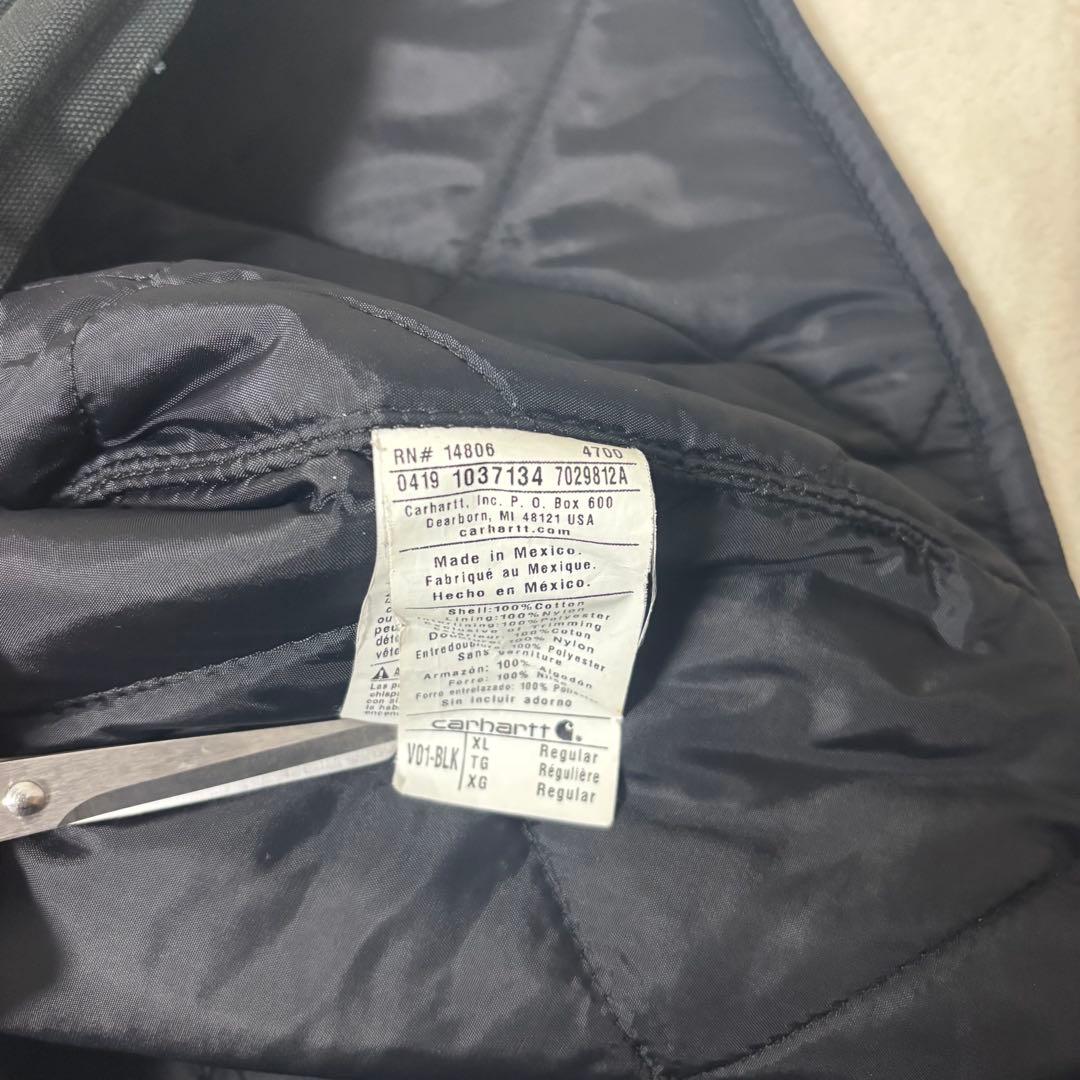 カーハート Carhartt　ダックベスト　黒　キルティング　XL　メキシコ製