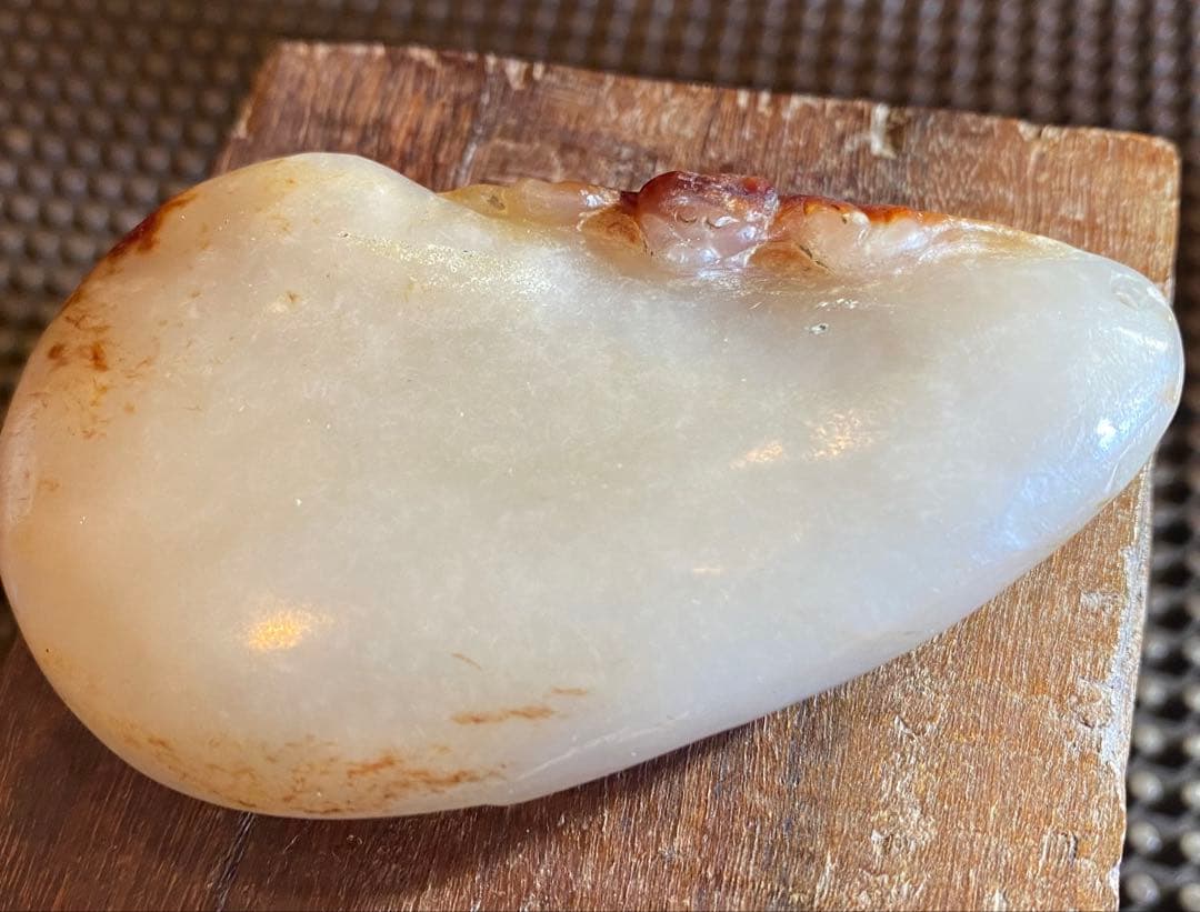 古和田玉　蟹と子孫・銭　吉祥彫刻　細密細工 天然素材　ヴィンテージレア 台湾茶器