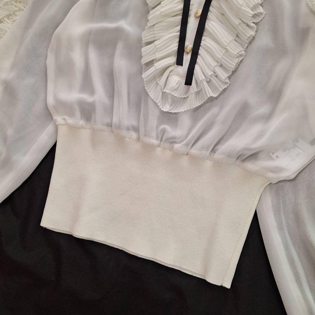 未使用級✨ソブ 2025SS ギャザーフリルデザインブラウス ボウタイ リボン