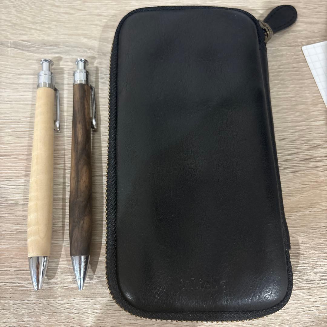 最終値下げ　 工房楔黒柿孔雀杢 工房楔ルーチェペン　アンドリーベジップペンケース