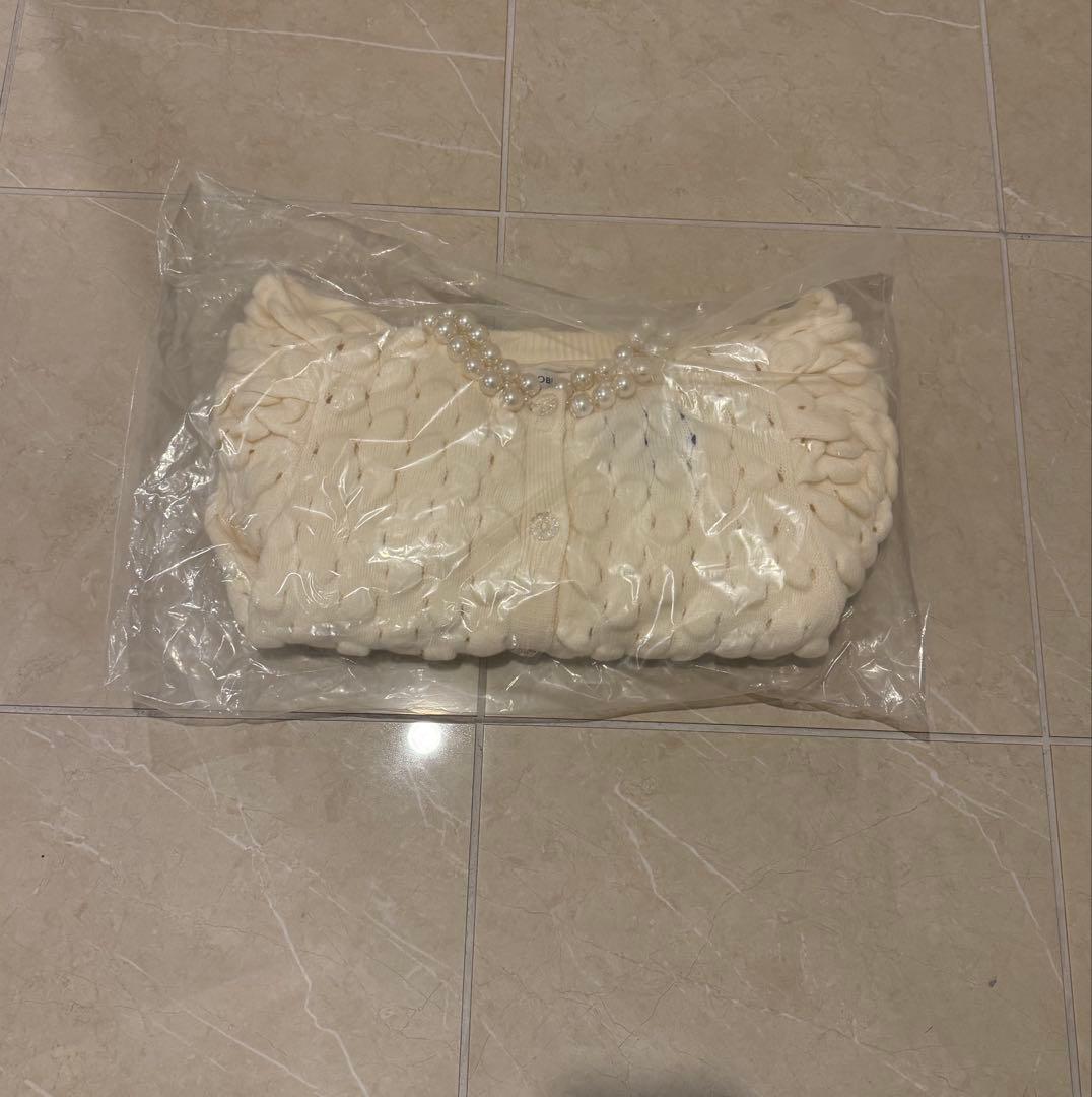 タグ付き新品未使用、パールカーディガン/ホワイト、オブリ、obli、OBLI