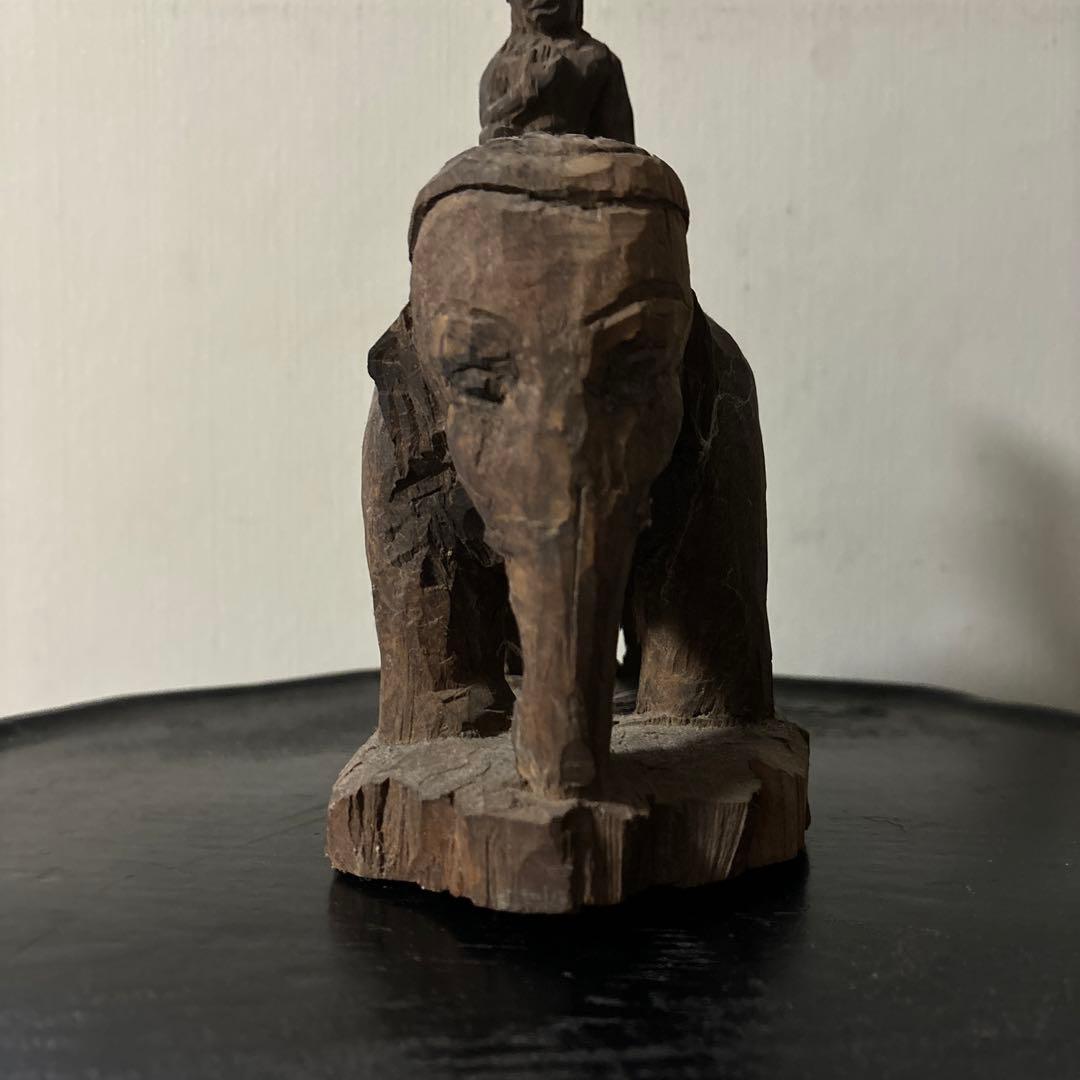 古い木彫　普賢菩薩　仏像　古美術　アンティーク　古道具　骨董　木造　李朝　中国