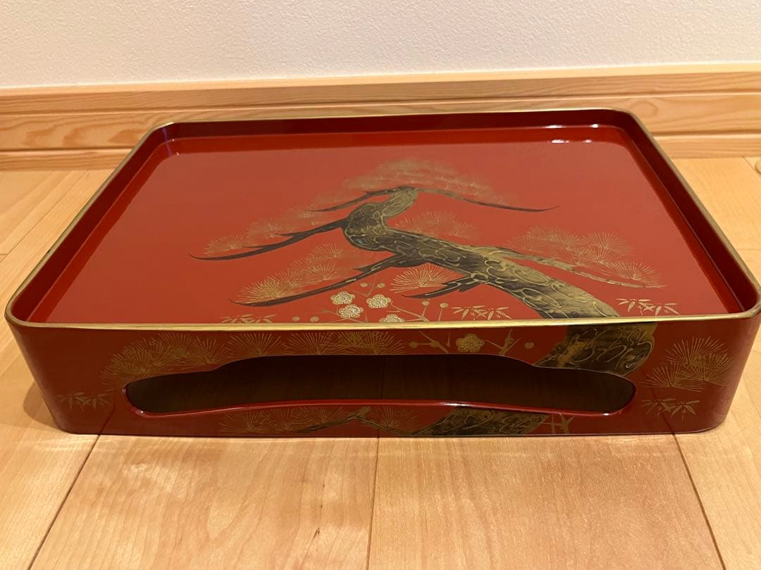 洗朱本輪島型　重箱 屠蘇機　老松