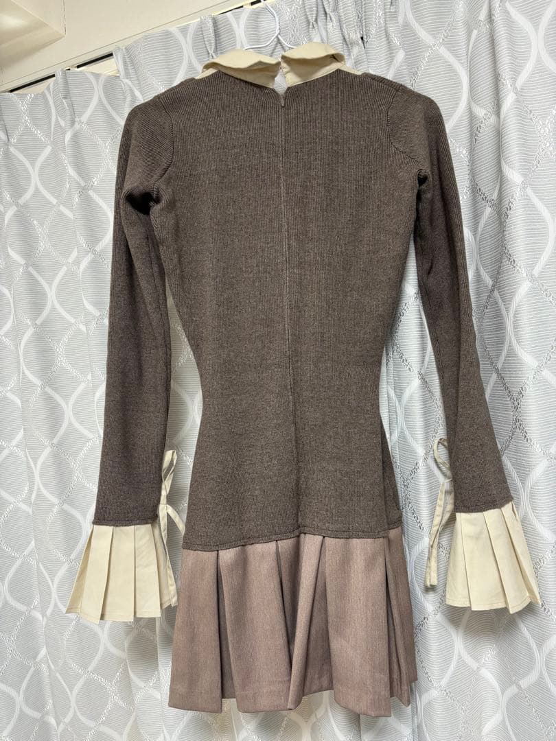 Darich シャツドッキングプリーツミニワンピース モカ FREE