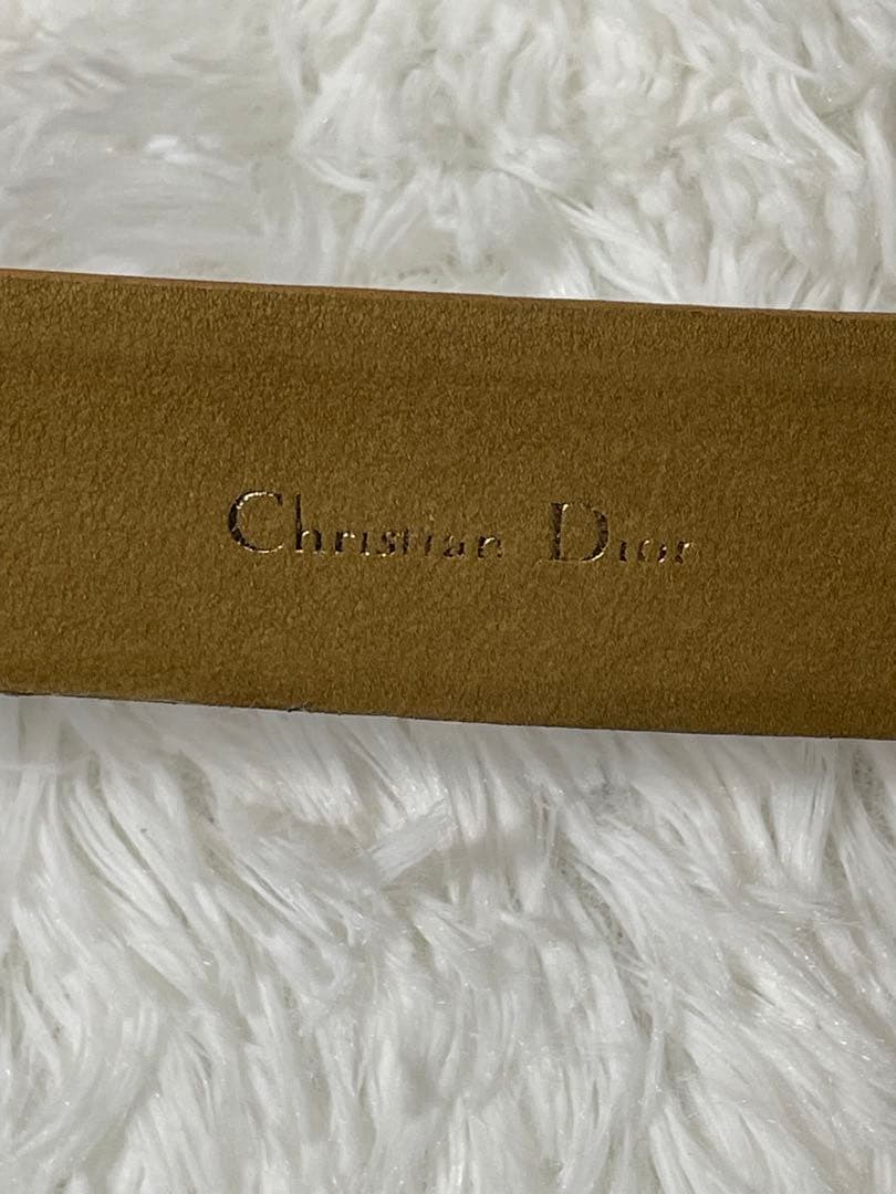 希少　Christian Dior ベルト 本革 キャメル ゴールドバックル