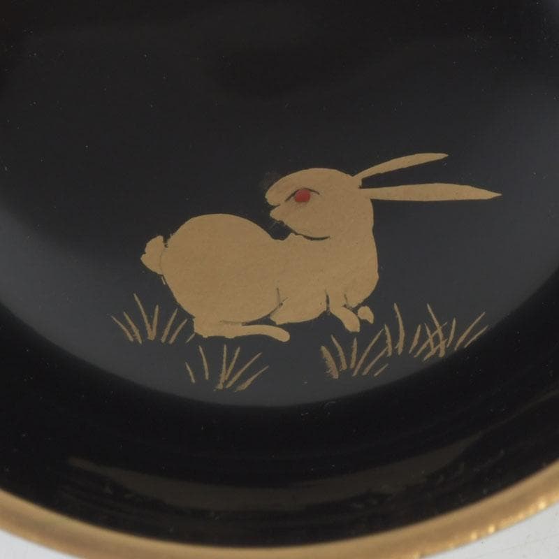 茶道具　越前蒔絵師　宮田宗景作　月見兎蒔絵　丸棗　共箱　V　9905