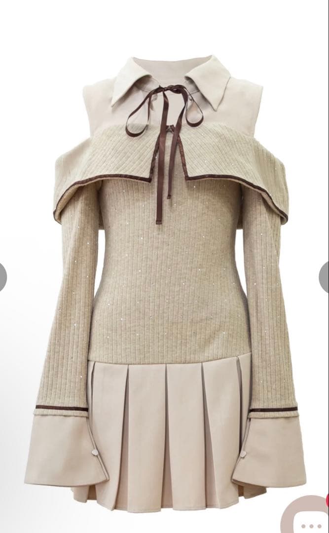 randy ビジュープレッピーカットショルダーワンピース