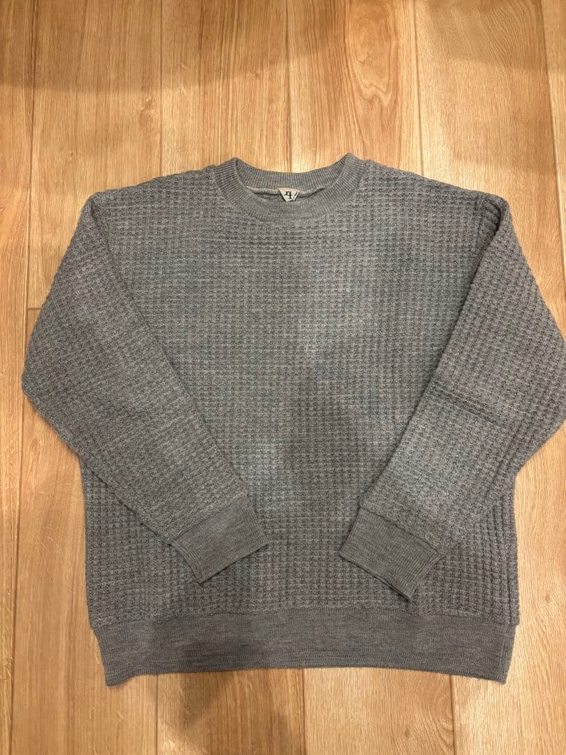 極美品Filmelangeフィルメランジェワッフルニットセーターグレー日本製