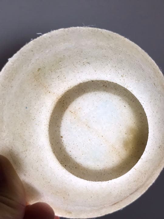 漢白玉茶碗 乾隆年制銘あり 台座付