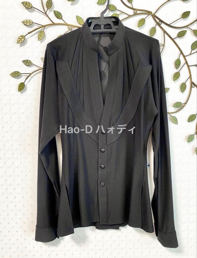 新品★社交ダンス★ラテン★メンズ★シャツ★メッシュ★ジャケット風★切替★M