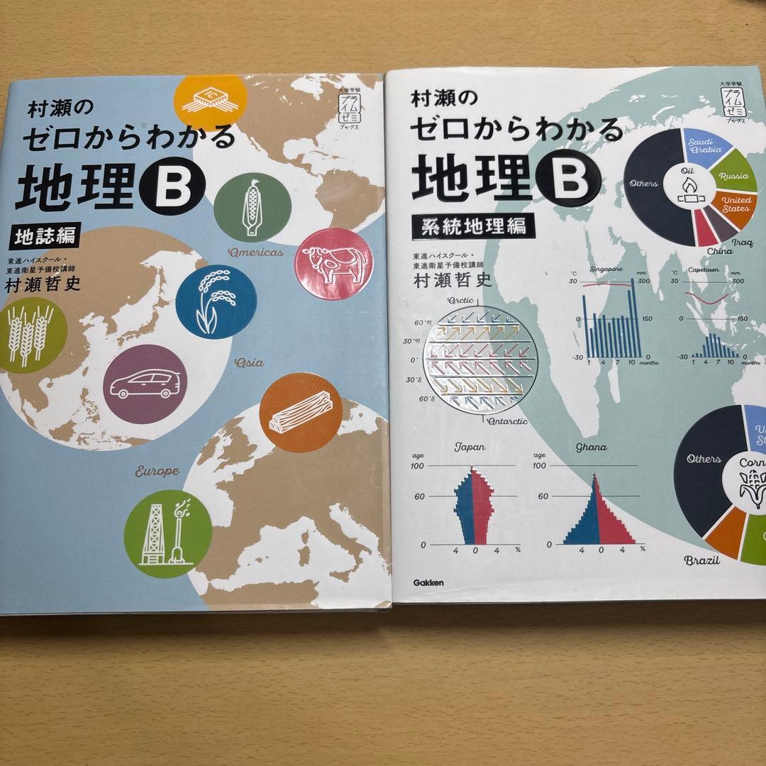 村瀬のゼロからわかる地理B 地誌編、系統地理編セット