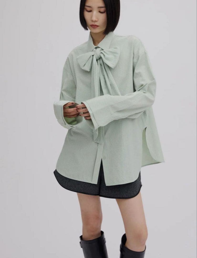 トップス Ameri VINTAGE UND UNEVENNESS TIE BLOUSE