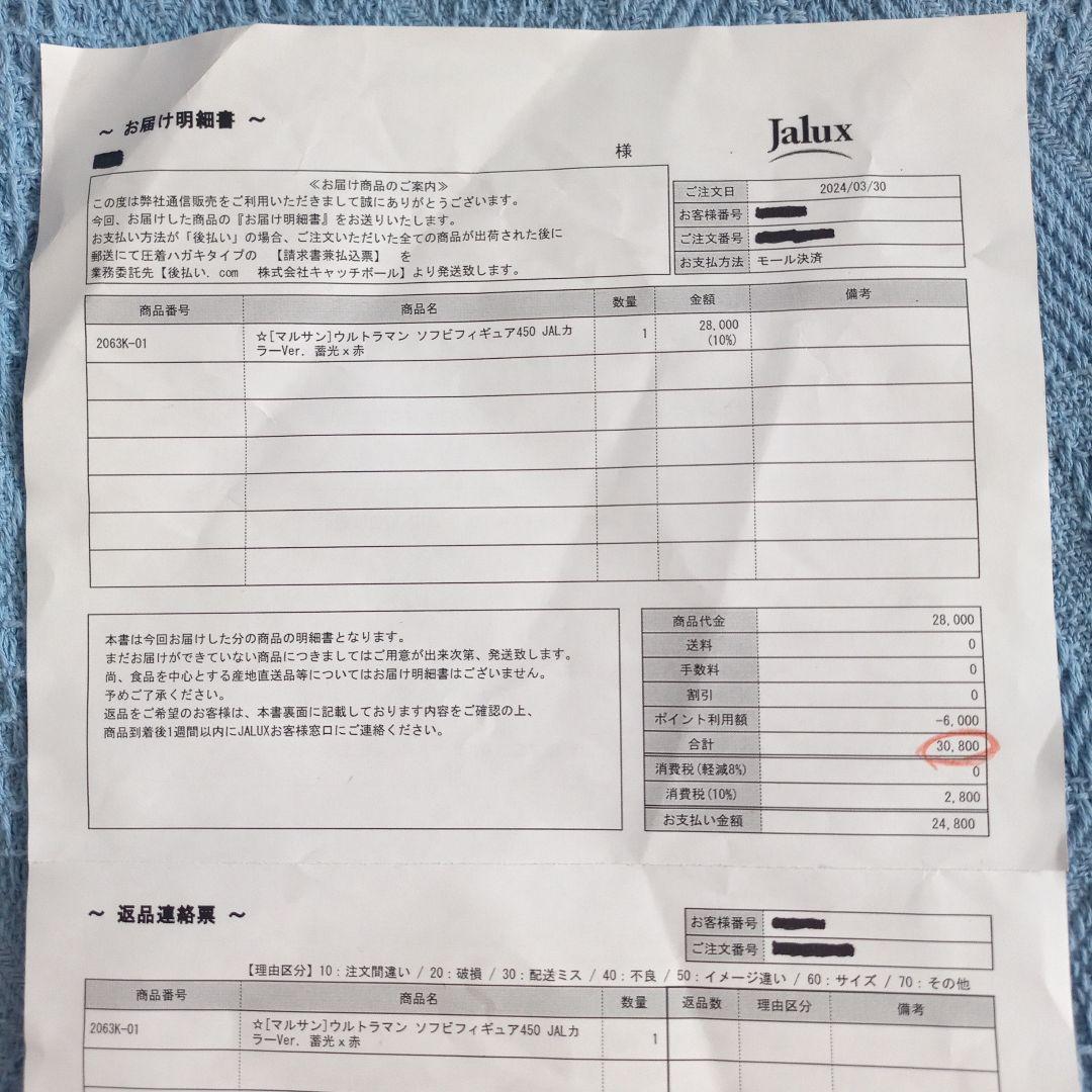 ●ウルトラマン●マルサン●ソフビ人形450●JAL蓄光● 未開封