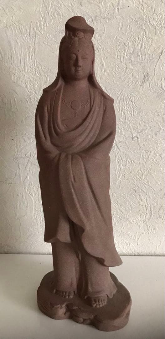 陶器　仏像　観音菩薩像　刻印有り　作者あり